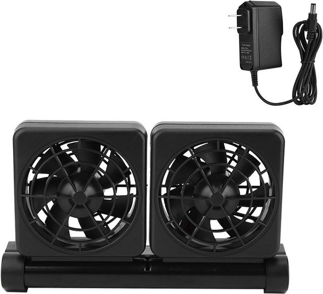 GoolRC Mini Doppelkopf Aquarium Kühlventilator Einstellbarer Einhängekühler in Schwarz - Bild 1