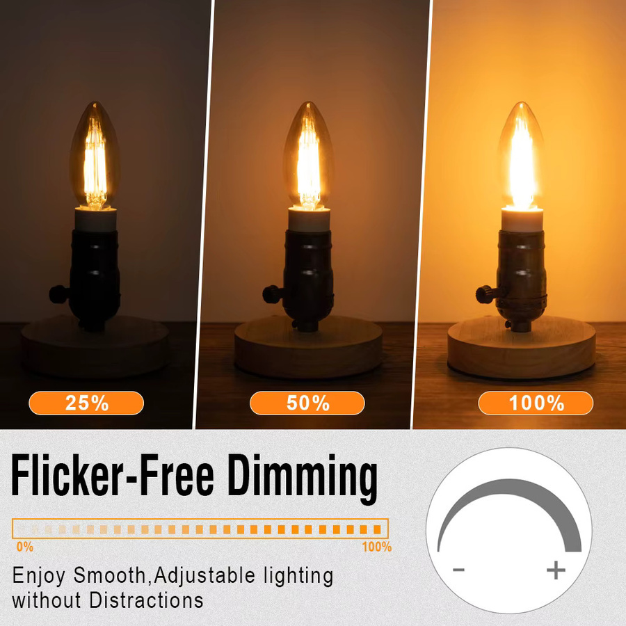 Grensk LED Filament Kerzenlampe E14 Warmweiß Dimmbar Transparent - Bild 2