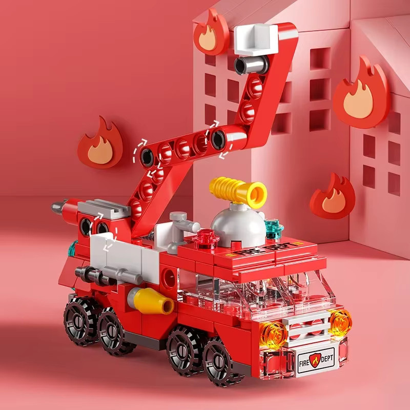 SIEZYOL City Fire Car Bausteine, 6 in 1 Set, Feuerwehr, Polizei, Fahrzeuge - Bild 2
