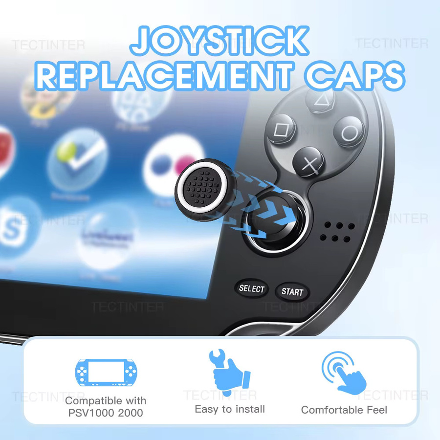 4er-Set TECTINTER Silikon Thumbstick Grip Abdeckungen für PlayStation PSV1000 und PSV2000 Konsole, Transparent - Bild 3