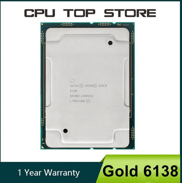 Intel Xeon Gold 6138 CPU-Prozessor mit 2,0 GHz, 27,5 MB Smart Cache, 20 Kernen und 40 Threads, LGA3647, 125 W - Bild 1