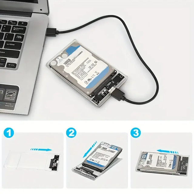 Congdi Externes Festplattengehäuse für 2,5 Zoll HDD und SSD mit USB 3.0 und USB-C zu SATA III, Transparent - Bild 1