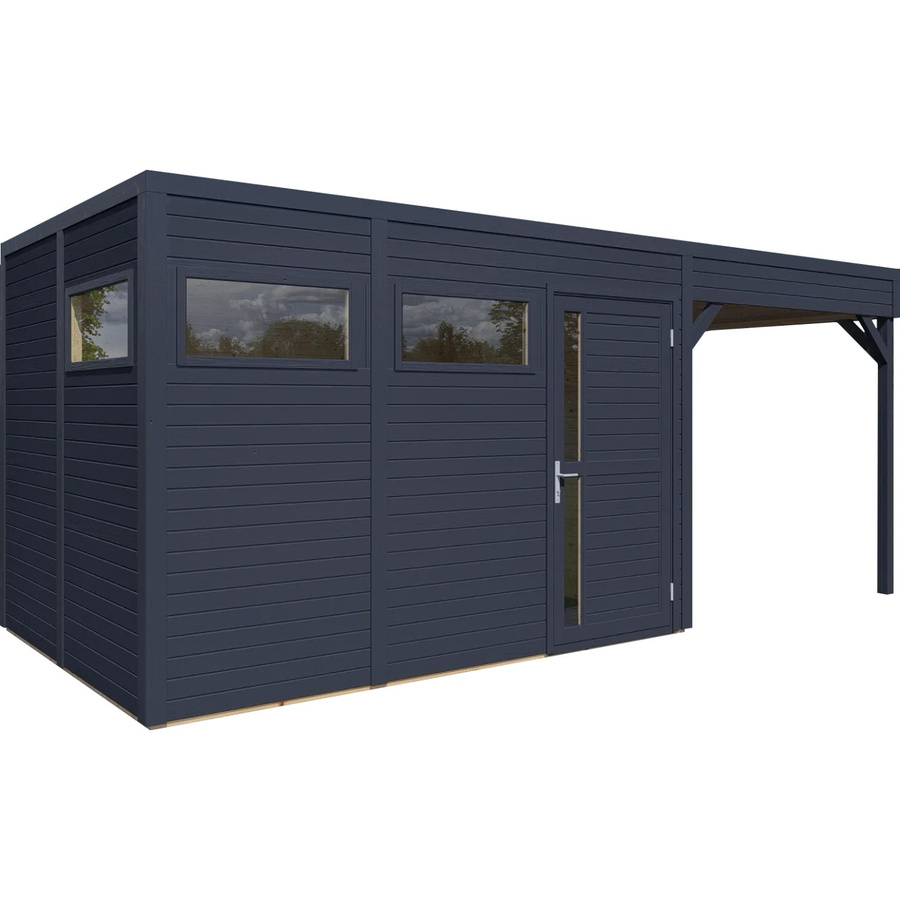 Bertilo Holz-Gartenhaus Cubus 3 Lounge in Anthrazit mit Sicherheitsglas und Zylinderschloss, B: 559 cm, T: 234 cm, H: 220 cm - Bild 2
