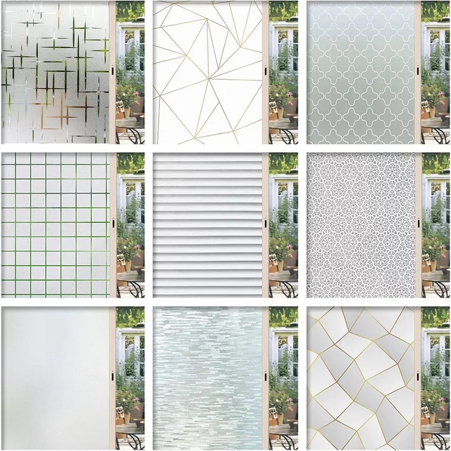 BUNPIG Fensterfolie 3D mattiert, abstrakte dekorative Buntglasfolie in Multicolour und Weiß, selbstklebend mit UV-Schutz für Privatsphäre - Bild 1