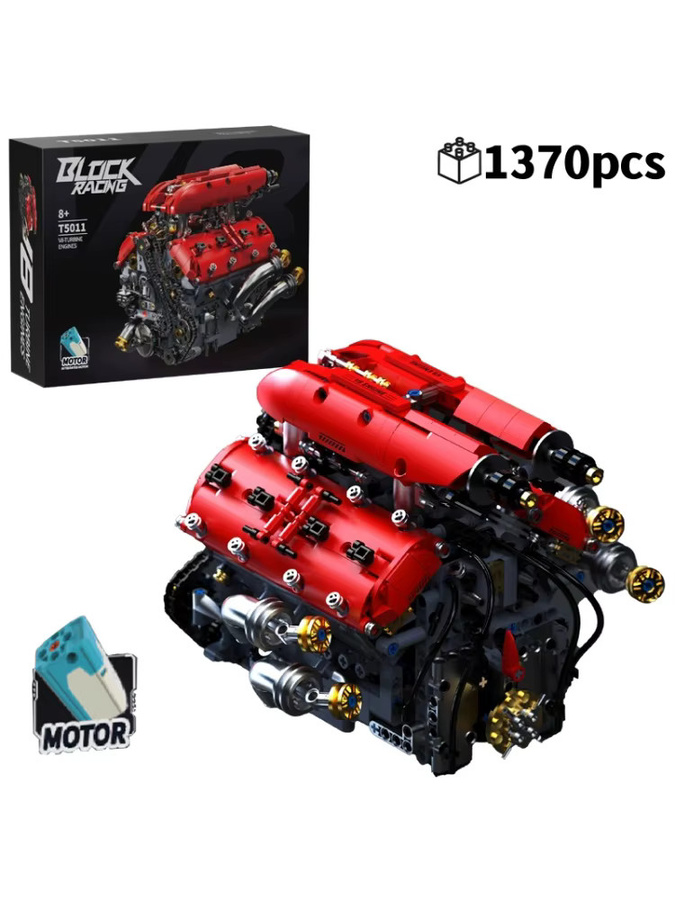 Yaafun Technische V8 Motor Modell Bausteine Set, mit Elektromotor, ab 8 Jahren - Bild 4