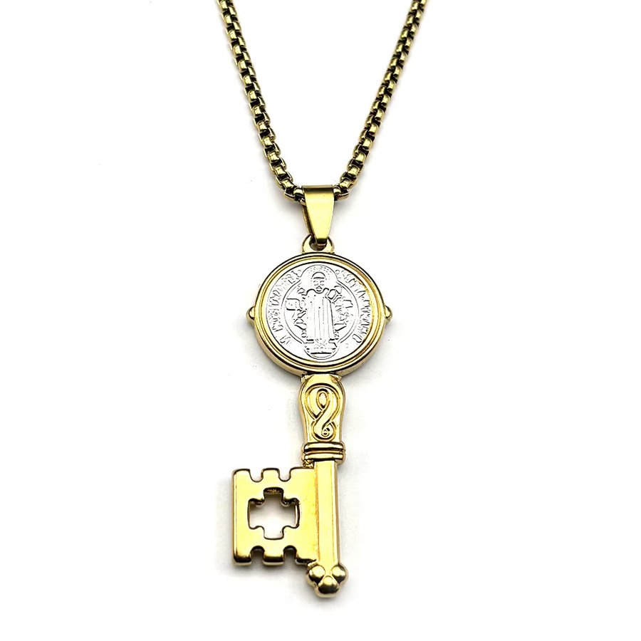 AFAWA Anhänger Halskette, Edelstahl, Unisex, San Benito Medaille - Bild 2