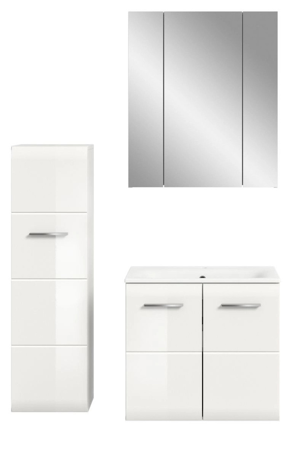 Inn.Furn Badmöbel-Set Cover 3-teilig in Weiß Hochglanz mit LED-Beleuchtung, Breite: 105 cm - Bild 3