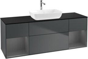 V&B Waschtischunterschrank Finion mit Wandbeleuchtung, Breite: 160 cm, Tiefe: 50,1 cm, Höhe: 50,1 cm, lackiert in matt dunkelblau - Bild 1