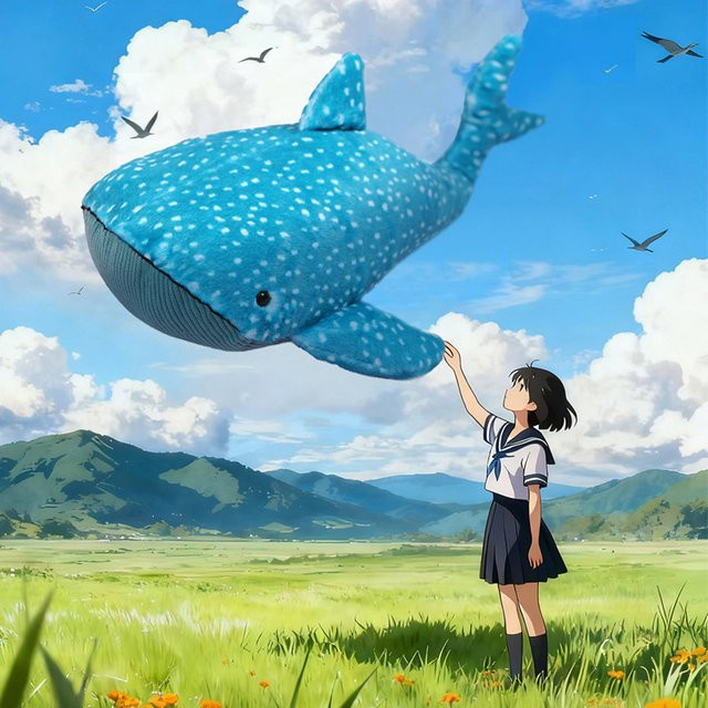 Wal Hai Anime Plüsch Puppe, Meerestiere, Blau - Bild 1