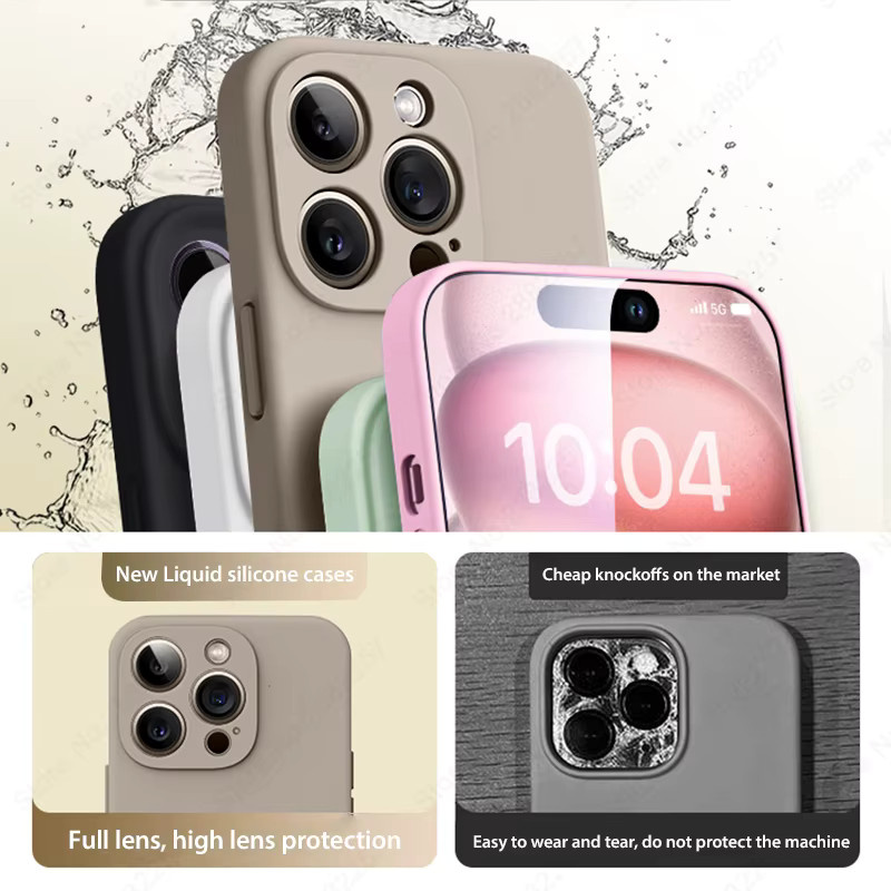 Keai Silikon Schutzhülle für iPhone 11 bis iPhone 15 Pro Max in Beige, stoßfeste Softcase Hülle - Bild 4