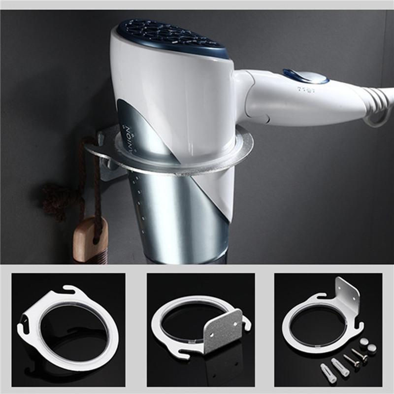 LChome Wandmontierter Haartrockner Halter aus Aluminium in Silber mit Kleiderbügel und Organizer-Regal - Bild 3