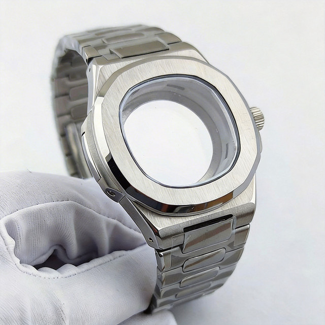 OUMASHI Uhrengehäuse Edelstahl, 41 mm, Silber, Saphirglas - Bild 1