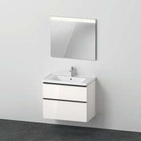 Duravit D-Neo Möbel-Set mit Waschtisch-Unterbau und Universal Licht Spiegel in Weiß Hochglanz, Breite: 80 cm - Bild 1