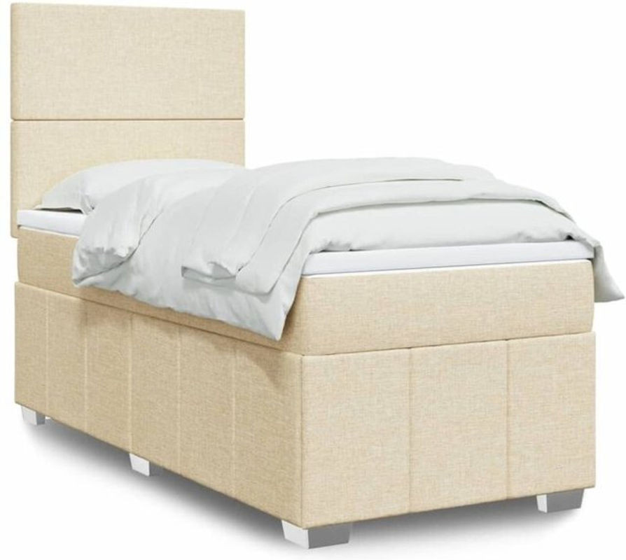vidaxl Boxspringbett mit Matratze aus Stoff in Beige, B/T/H: 100 x 200 cm - Bild 1