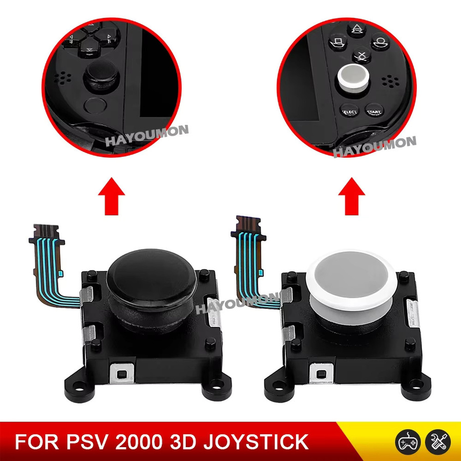 Hayoumon Ersatz Thumb-Stick-Tasten für PS Vita PSV 2000 Controller in Schwarz und Weiß - Bild 2