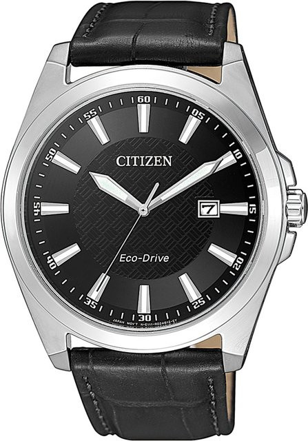 Citizen Armbanduhr Solar, Edelstahl, Leder, Schwarz, 41 mm, Herren - Bild 1