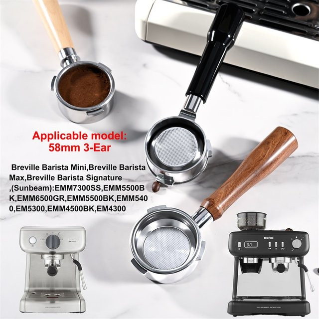 Sunbeam 58 mm bodenloser 3-Ohren Siebträger-Filterhalter in Silber für Barista Mini, Barista Max und Barista Plus Espressomaschinen - Bild 1