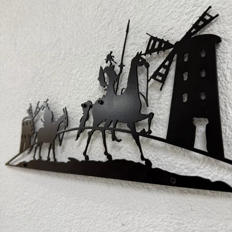 CIFBUY Don Quijote Silhouette Metall-Wandkunst in Schwarz als literarische Dekoration für dein Zuhause - Bild 3