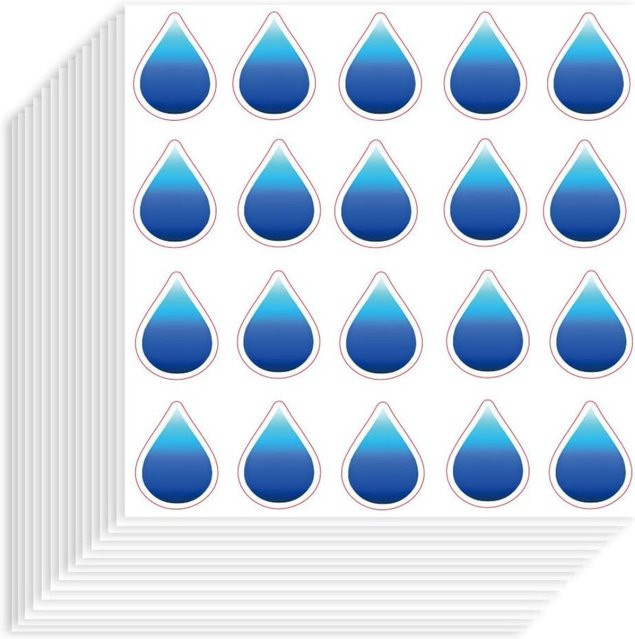400 Stück selbstklebende Wassertropfen-Aufkleber aus Papier in Blau, Durchmesser: 2,5 cm, wasserfeste dekorative Aufkleber für dein Sammelalbum - Bild 1