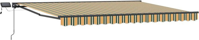 vidaXL Manueller Markisenrahmen mit LED-Beleuchtung aus Aluminium und Polyester, B: 4,5 m, T: 3,0 m - Bild 1