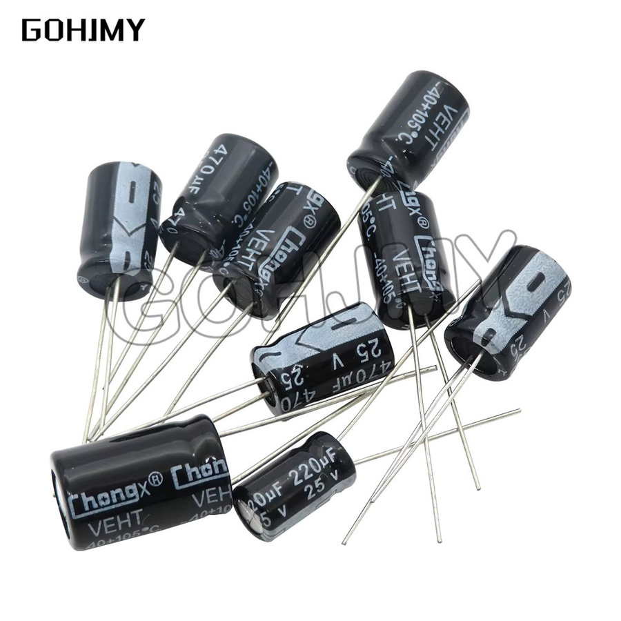 GOHJMY Aluminium-Elektrolytkondensator in Schwarz mit verschiedenen Spannungen und Kapazitäten - Bild 2