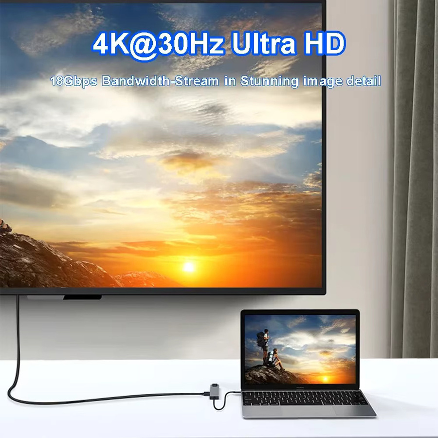 KEBIDUMEI 8-in-1 USB-C Dockingstation mit HDMI 4K, RJ45 Ethernet, SD/TF Kartenleser und PD 100W für Laptop und Macbook - Bild 3