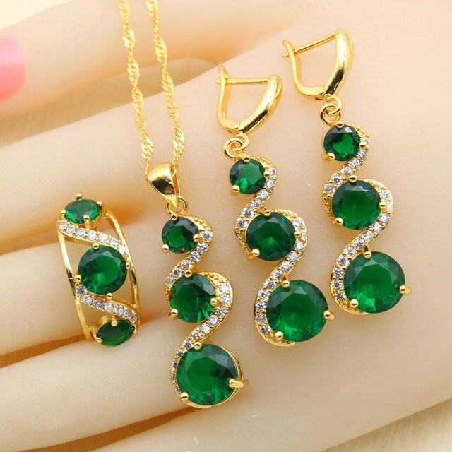 Wpaitkys Schmuckset, Kupfer, Gold, Zirkonia, Kristall, Damen - Bild 1