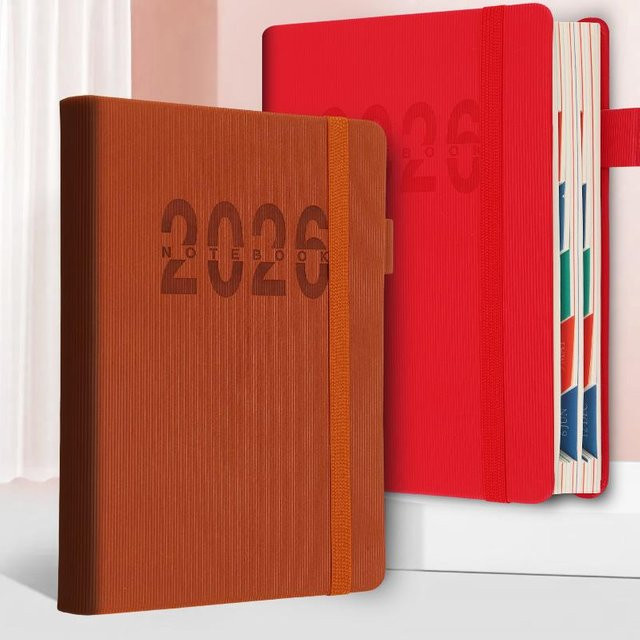 KOQZM Tages- und Monatsplaner 2026 in Grün mit Hardcover aus Leder und 400 Seiten - Bild 1