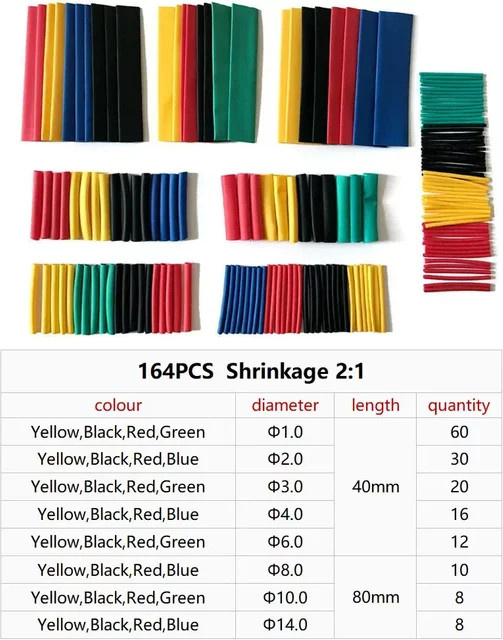 164-teiliges Schrumpfschlauch-Set in Multicolour zur Isolierung von Kabeln und Drähten für DIY-Projekte - Bild 1