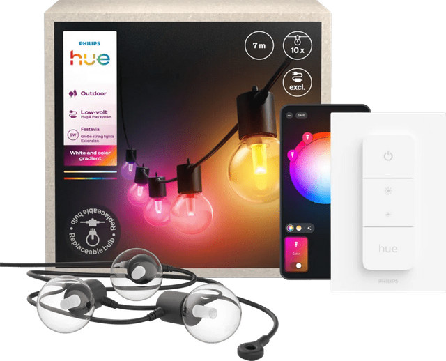 Philips Hue Festavia Globe LED Lichterkette Multicolor mit Dimmer und Bluetooth, 7 Meter - Bild 1