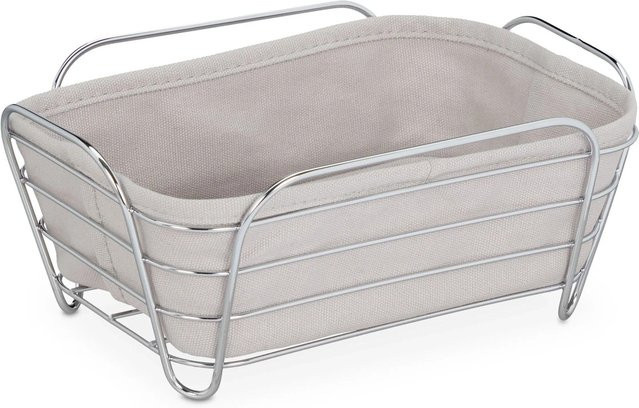 Relaxdays Brotkorb aus Metall in Grau mit Stoffeinsatz, B/T/H: 23,5 x 17 x 10 cm - Bild 1