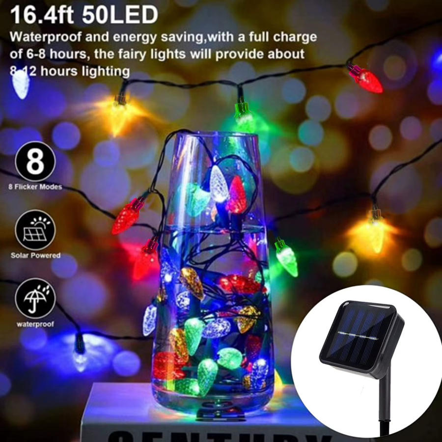 Peach Forest Solar Erdbeere LED Lichterkette mit 50 LEDs in Multicolour, wasserdichte Fee Lights mit 8 Modi für Weihnachtsbaum und Garten-Dekoration - Bild 2