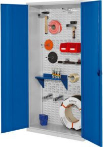 Kappes Werkstückschrank RasterPlan mit Schlitzplattenrückwand und Vollblechtüren in Grau RAL 7035/5010 - Bild 1