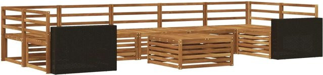 vidaXL Outdoor-Sofagarnitur aus Massivholz Akazie in Braun, 8-teiliges Set in U-Form mit Tisch und Armlehnen - Bild 1