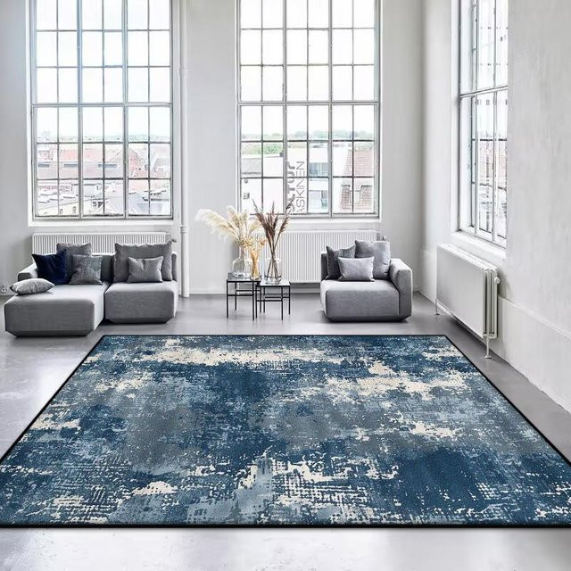 Karpetti Abstrakter Teppich in Blau, Waschbarer und Rutschfester Teppich für Wohnzimmer und Schlafzimmer, B/T: 160 x 230 cm oder 60 x 90 cm - Bild 1
