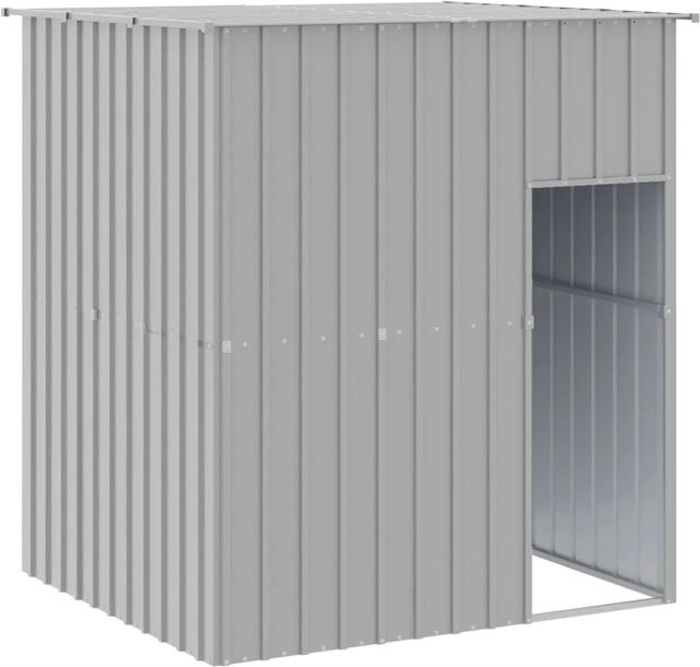 vidaXL Hundehütte aus verzinktem Stahl in Hellgrau, wetterfest, B/T/H: 165 x 153 x 181 cm - Bild 1