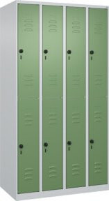 C+P Doppelstock-Spind Classic PLUS mit 4 Abteilen, Stahl, Grau/Grün, H x B x T: 185 x 100 x 50 cm - Bild 1