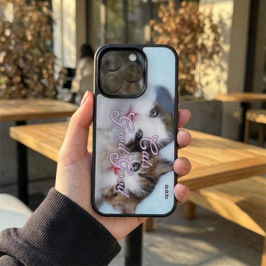 Stoßfeste DecoPhone Handyhülle mit Katzenrand für iPhone 17, 16, 15 und 14 Pro Max in Schwarz - Bild 4