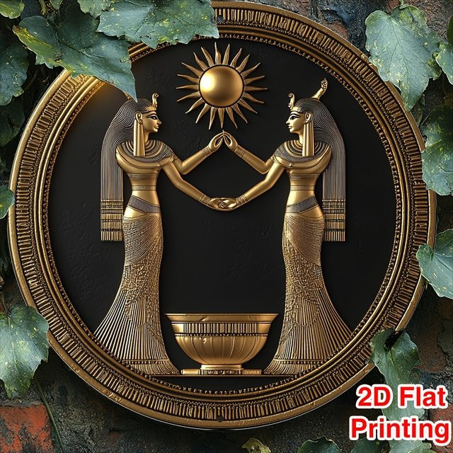 Rundes Metallschild Potdemiel im Vintage-Design mit ägyptischem Pharao-Motiv als Wanddekoration, Durchmesser: 20 cm - Bild 1
