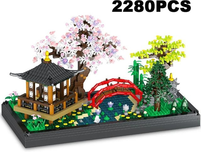 Linyi toy car Mini-Gartensteine DIY Baum Kiefern-Pavillon, Modellbausteine, ab 14 Jahren - Bild 1