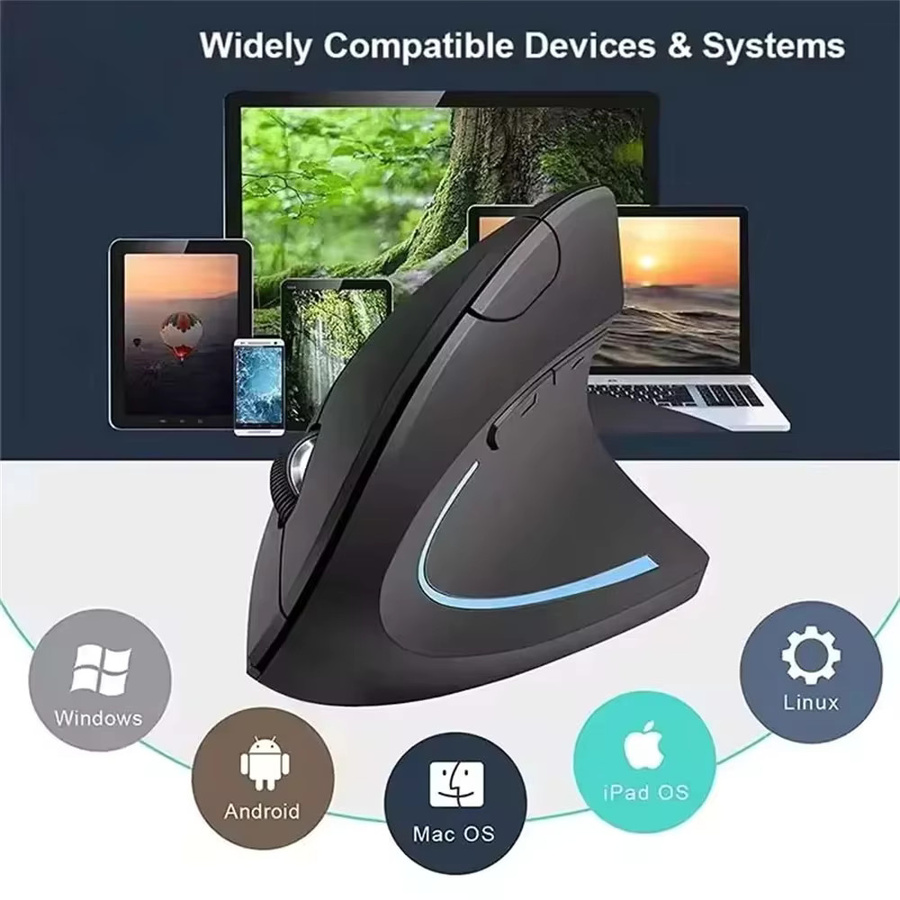 Ergonomische kabellose vertikale Maus von WALKESEN in Schwarz mit 2,4 GHz, optischem Sensor, 3 einstellbaren DPI und 6 Tasten für die rechte Hand - Bild 2
