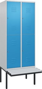 C+P Doppelstock-Spind Classic PLUS Sitzbank mit 2 Abteilen, auskragender Typ, Kunststoff-Sitzfläche, B/T/H: 212 x 80 x 81,5 cm - Bild 1