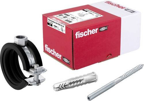 Fischer Rohrschellen-Set FGRS 25-30 aus Nylon mit Dübel, verzinkt, Silber - Bild 1