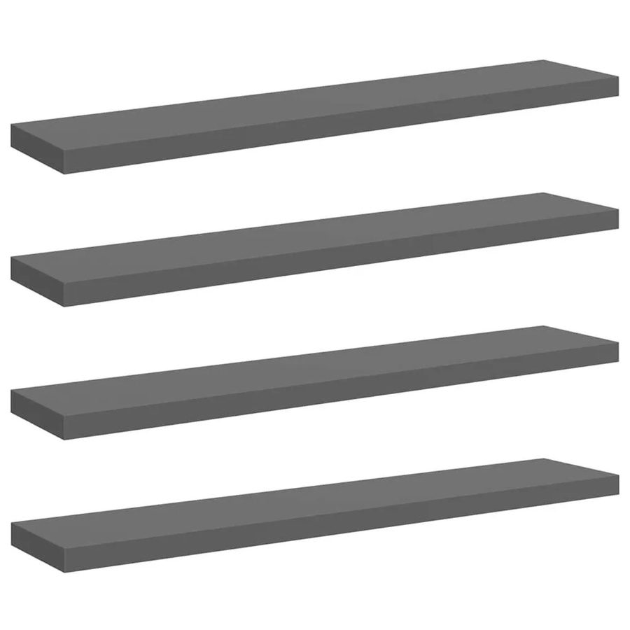 vidaXL Schweberegale 4er Set in Hochglanz-Grau aus MDF, B/T/H: 120 x 23,5 x 3,8 cm - Bild 2