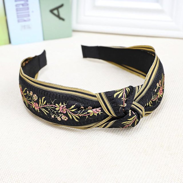 Rd lala Haarband, Ethno Stickerei, Blume Blatt, Damen, black - Bild 1