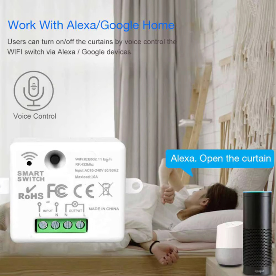 CENFAYA Tuya Smart WLAN-Lichtschalter Set mit 8-Zonen RF Funk-Fernbedienung in Weiß, kompatibel mit Alexa und Google Assistant - Bild 2