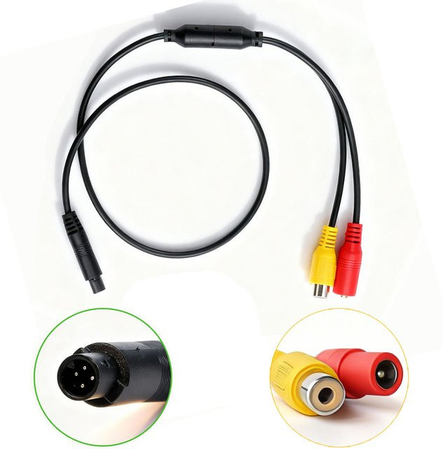 QXNY 4-Pin auf RCA-Buchse Adapterkabel für Auto-Rückfahrkameras zur Übertragung von Videosignal und Stromversorgung - Bild 1