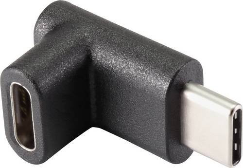 Renkforce USB-C Adapter USB 3.2 Gen 2 mit 90 Grad Winkel nach oben, USB-C Stecker auf USB-C Buchse, Schwarz - Bild 1