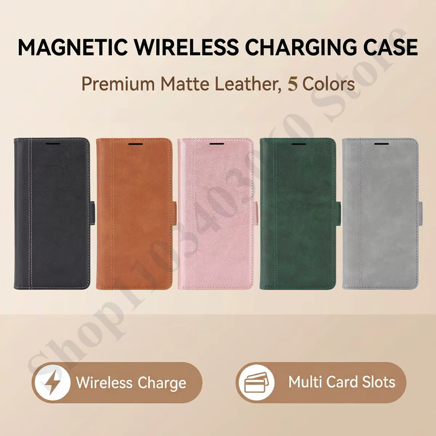 2-in-1 Magnetische Lederhülle für Samsung Galaxy S26 S25 Ultra S24 Plus S23 mit Kartenfach und kabelloser Ladefunktion in Pink oder Brown - Bild 2