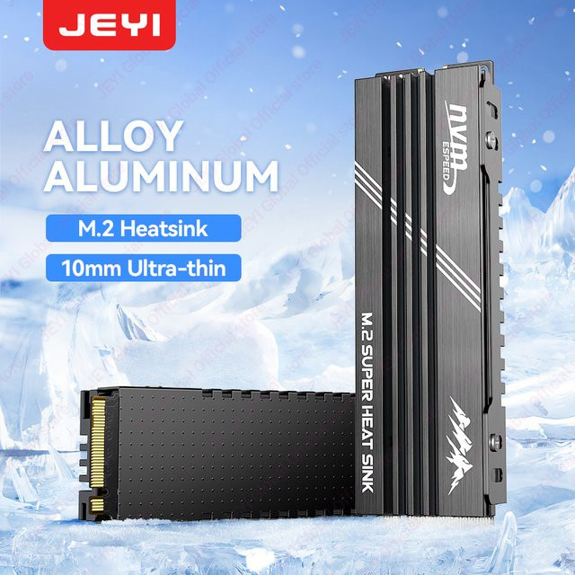 JEYI M.2 2280 NVMe SSD Aluminium Kühlkörper im Snow Mountain Design, Schwarz, passiv, für PS5, ITX und PC - Bild 1